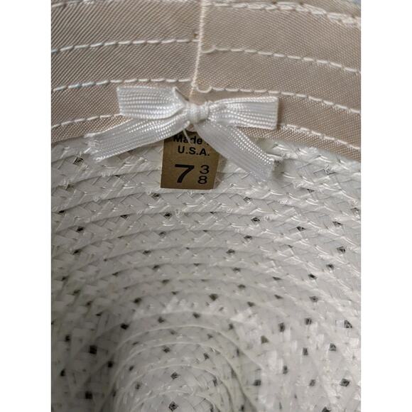 Vintage Rockmount Ranch Wear White Straw Cowboy Hat Feathers Size 7 3/8 Cowgirl main image 10